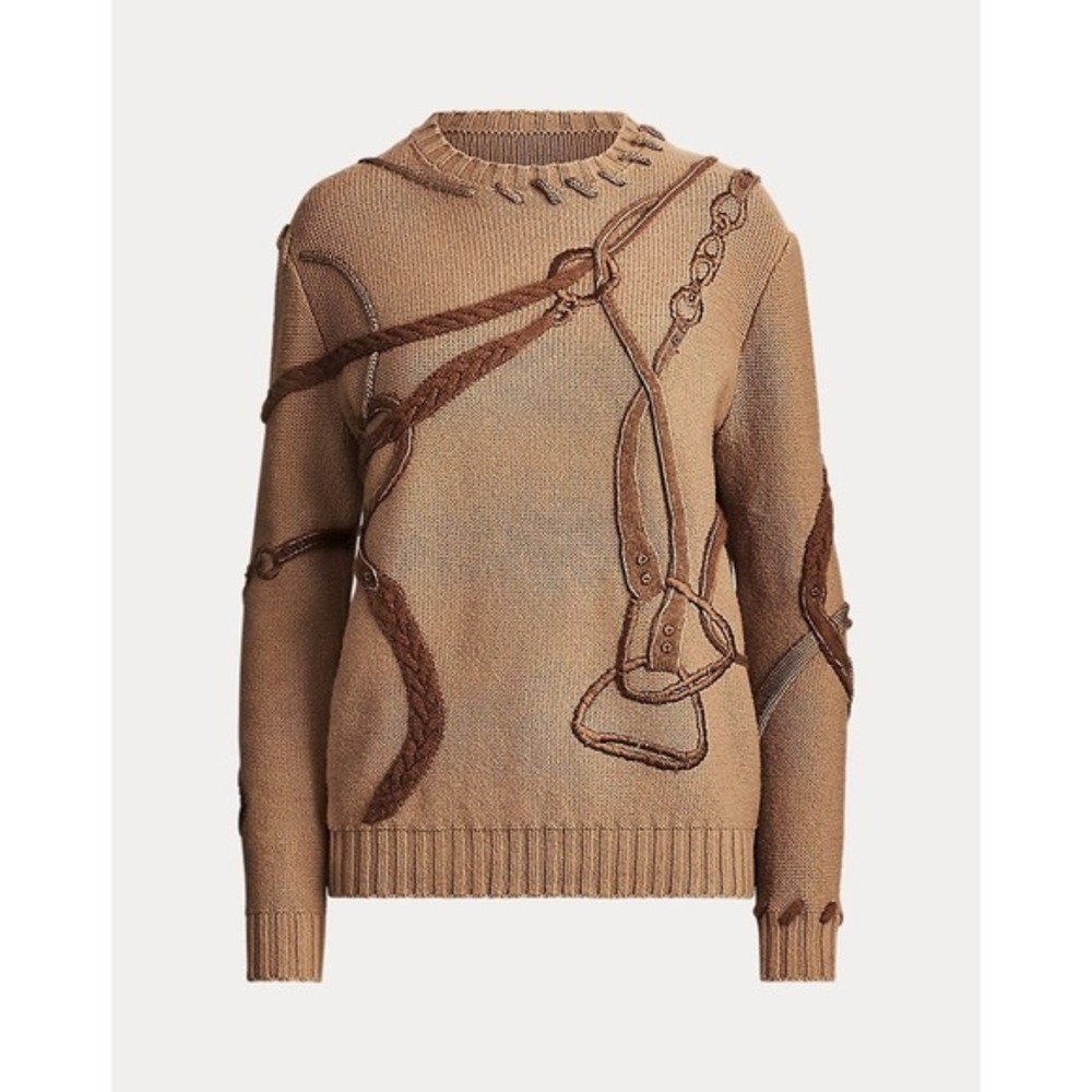 NWT Ralph Lauren Collection Bridle Crewneck Wool Jumper Purple Label Size‎ Large